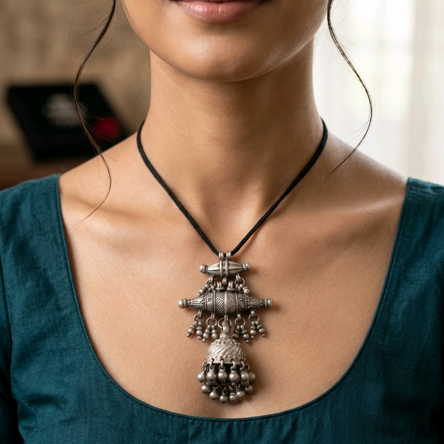 Indian Tribal Amulet Silver Pendant 
